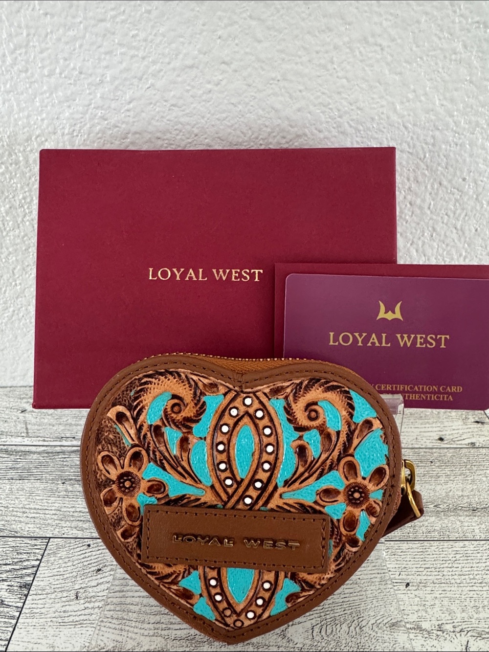 Loyal West by Myra Cupid Handtooled Leather Whisky & Water Coin Pouch NIB